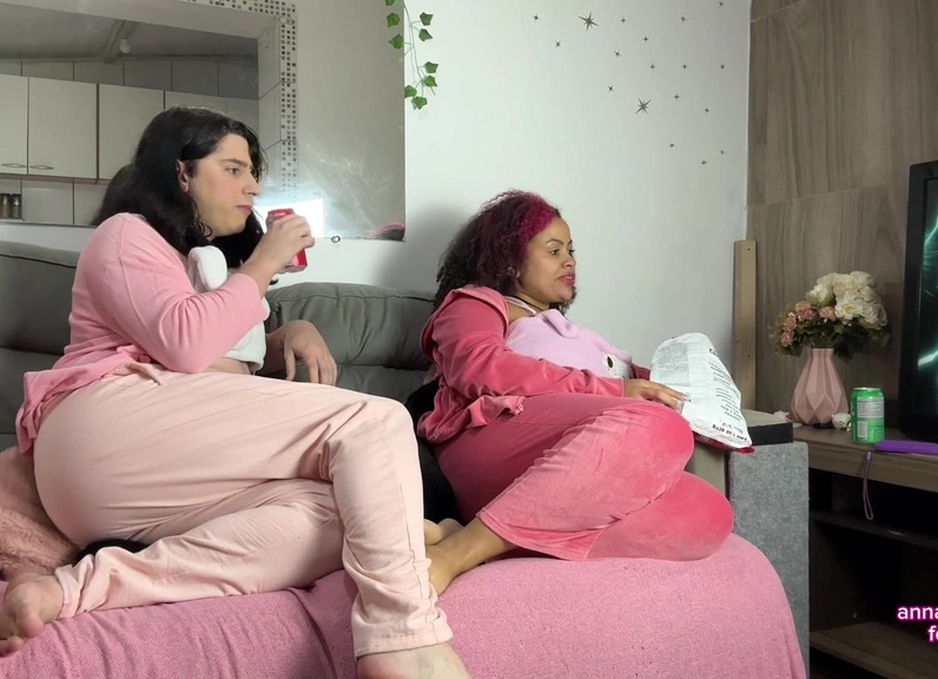 Lesbian Girls Farting And Burping While Watching Anime