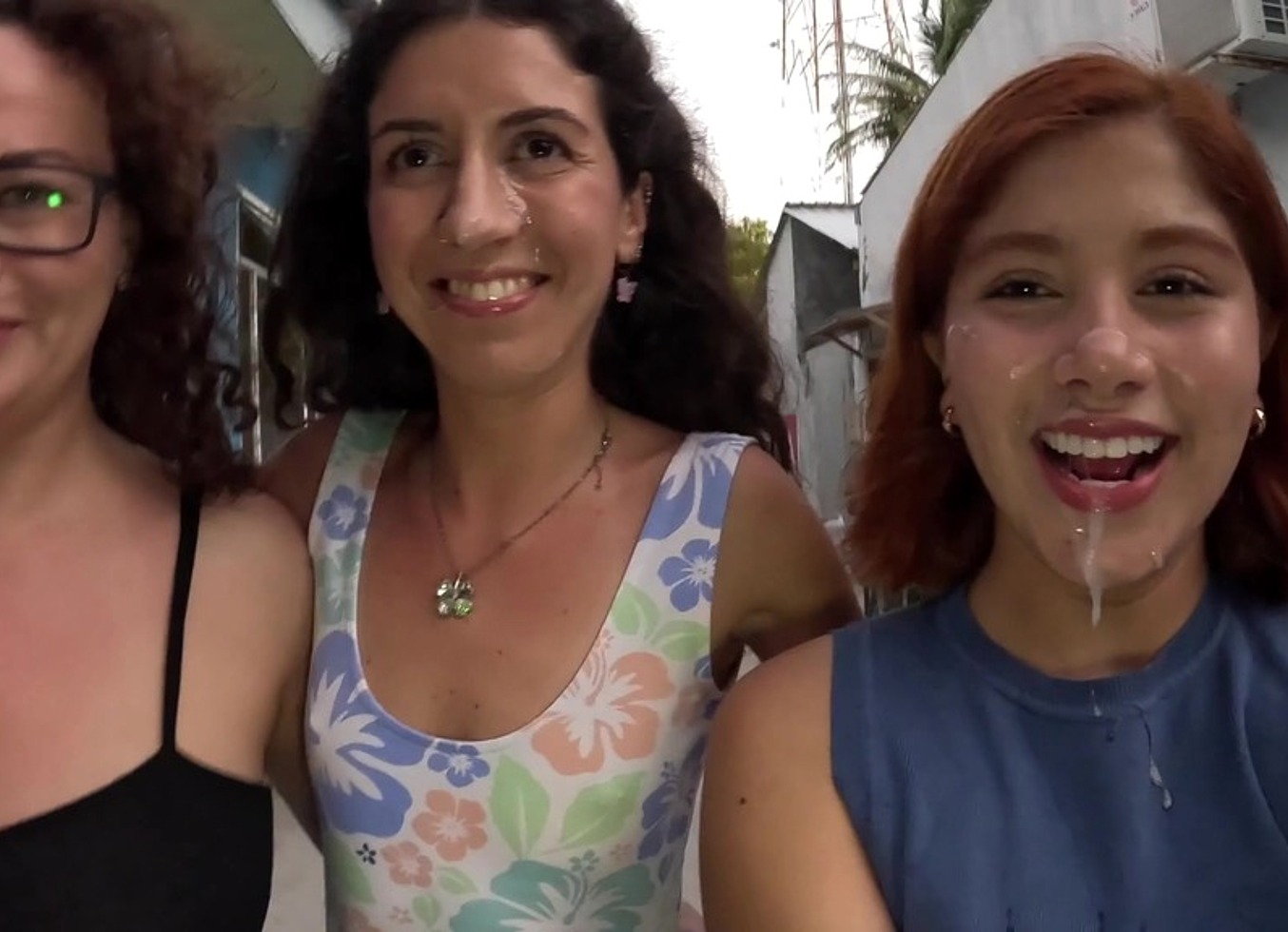 Orgy With Three Girls And One Guy, Fucked Them In Turns And Cum On Their Faces - Public Cumwalk