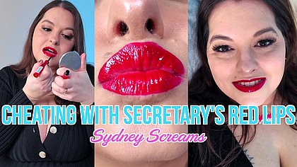 Cheating with Secretary's Red Lips - Your Curvy Secretary Sydney Screams Invites You Over After Work to Discuss Her Future with You and the Company - POV Kissing, Lipstick Application, Cheating Fantas