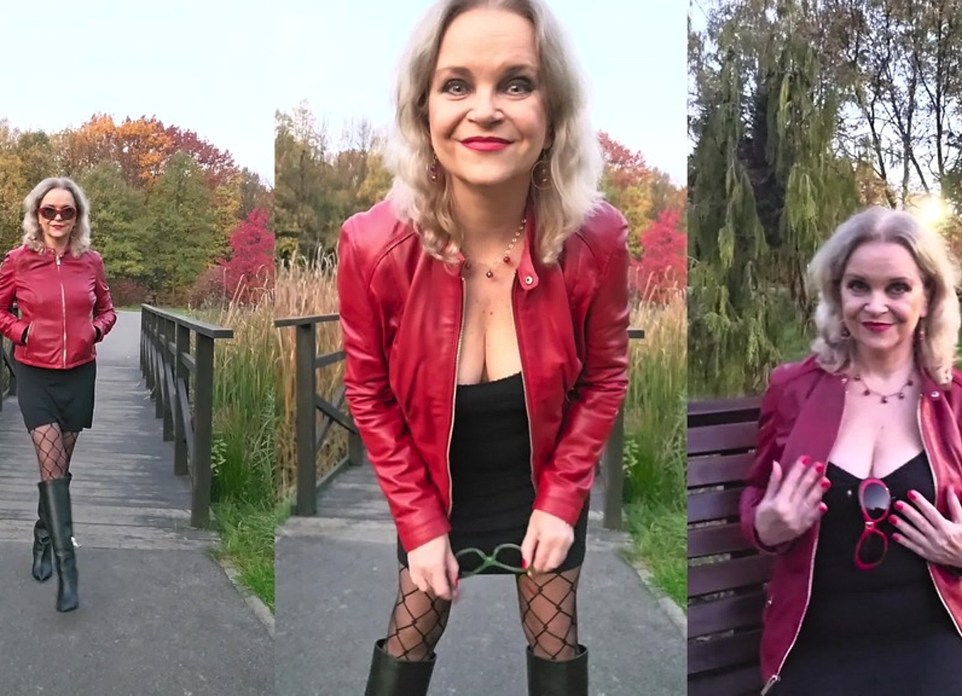 Red Leather Jacket & Black Leather Boots