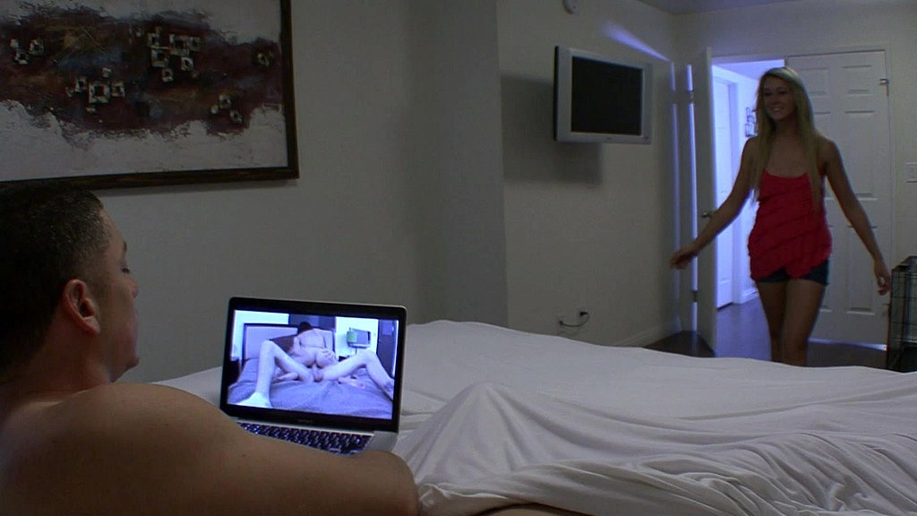 Slutty blonde takes her a giant cock from her new neighbor.
