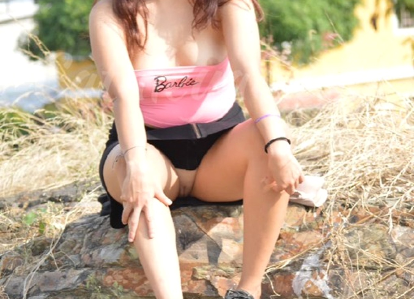 Hot Model Posing Outdoors And Indoors. Beautiful Smile