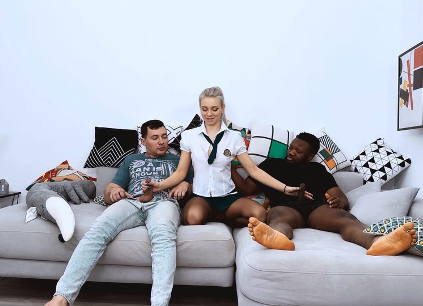 Katty Fox Wearing Pantyhose Gets Fucked By Black And White Guy In A Mfm Threesome