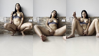 Desperate for cock, she has to masturbate