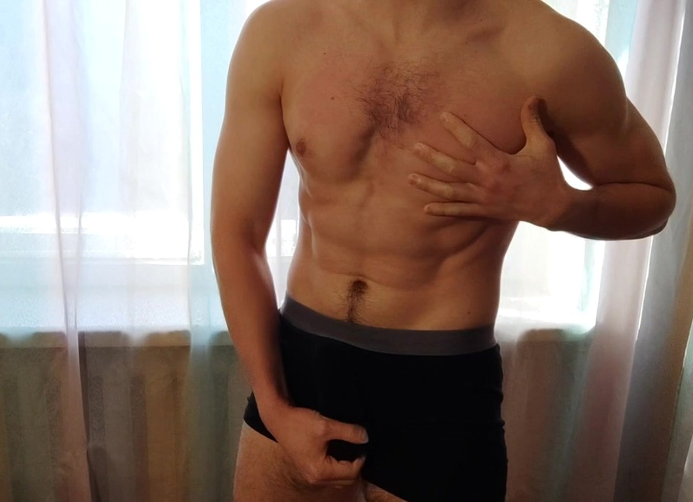 Muscular Guy In Black Briefs Started Massaging His Balls And Arousing His Big Cock Alex Huff