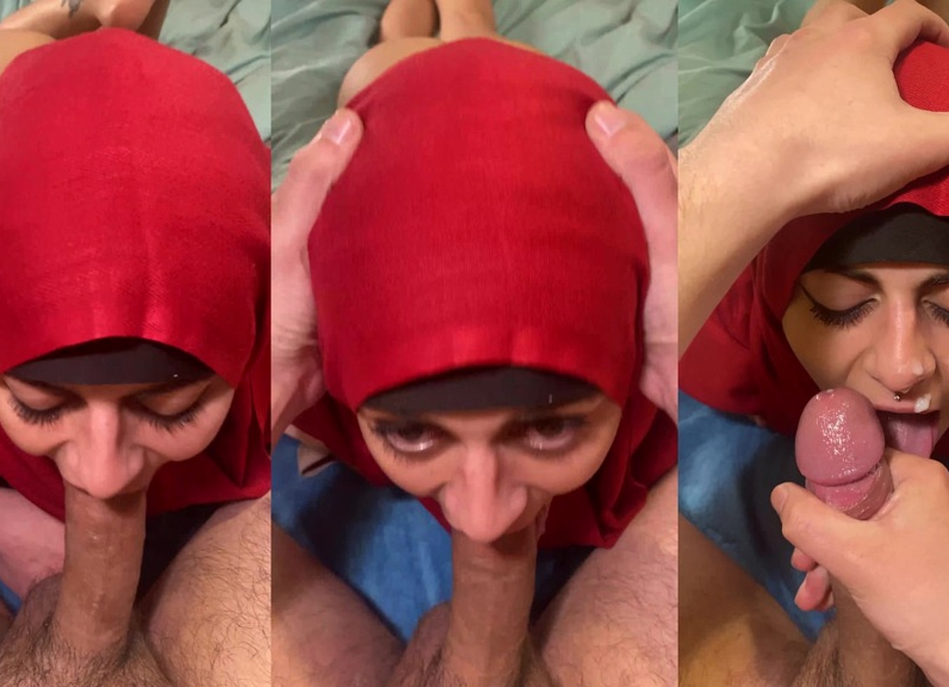 Facial Blowjob Red Hijab