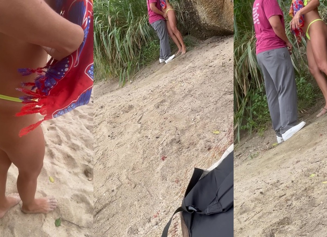 Belinha Dando Na Praia Movimentada Dentro Da Gruta