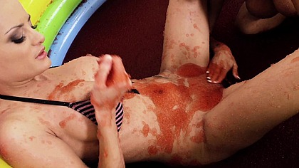 Chloe Conrad and Leila Bee were immediately turned on as they entered the pool full of...