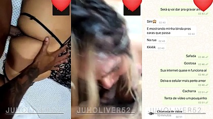 Fiz uma chamada de video com meu namorado enquanto dava pra outro, o safado acabou metendo sem camisinha antes, e gozou na bunda depois