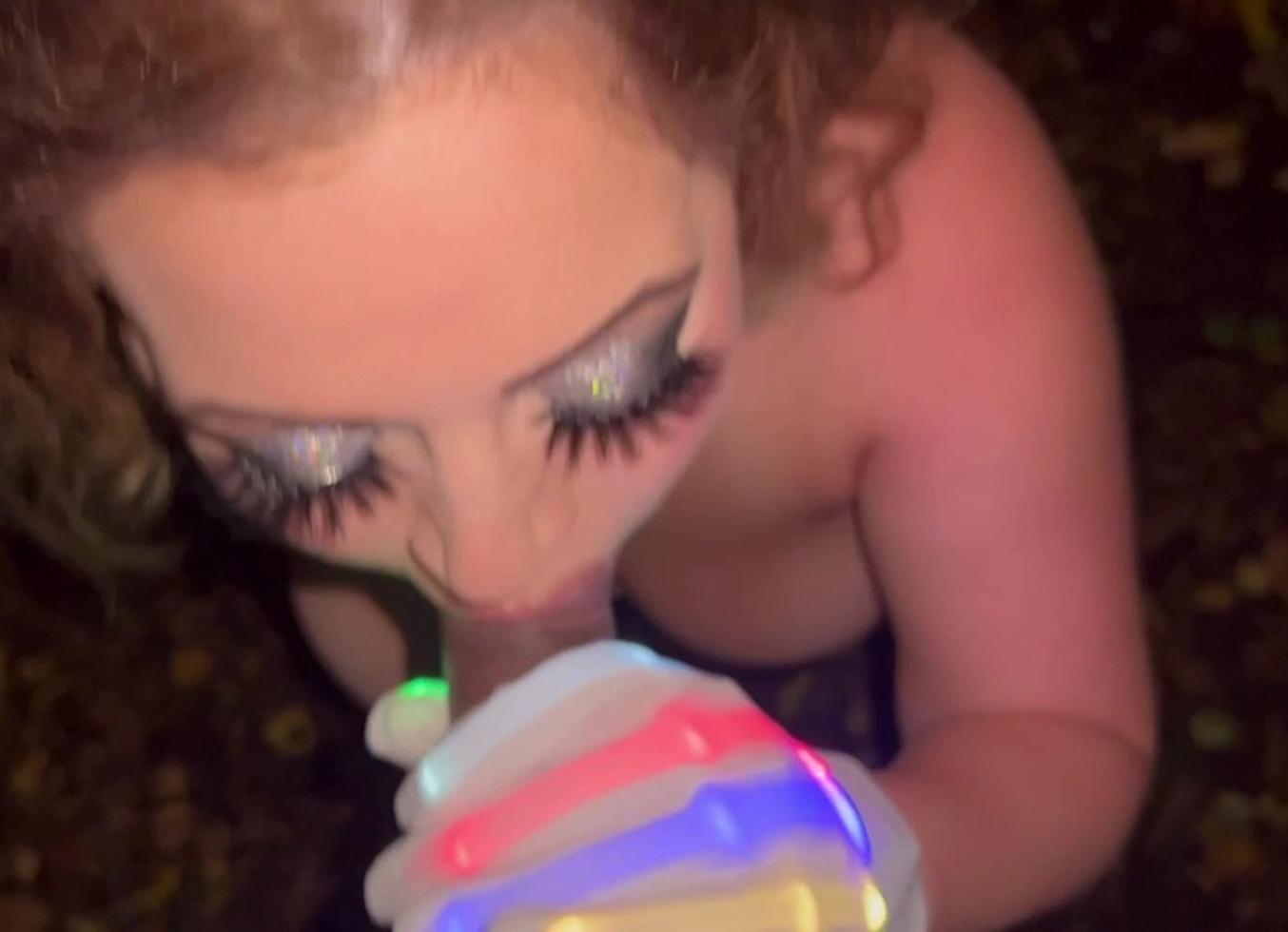 Masked Slut Fucks And Sucks Dick Outside