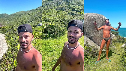 Branquelo do Rio Grande do Sul tomando gostoso no cu demtro do mato - Foda completa