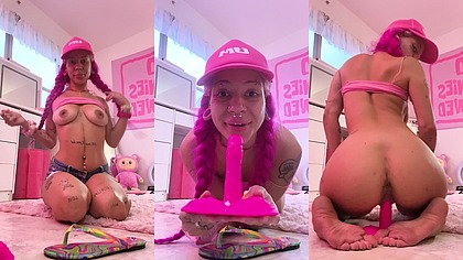 Nympho Foot Whore Sucking and Riding a Dildo