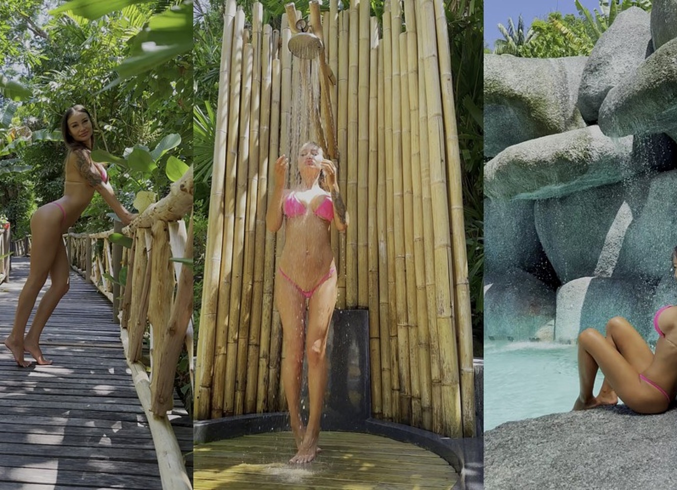 Hot Monika Fox Poses In Sexy Pink Bikini In Exotic Locations