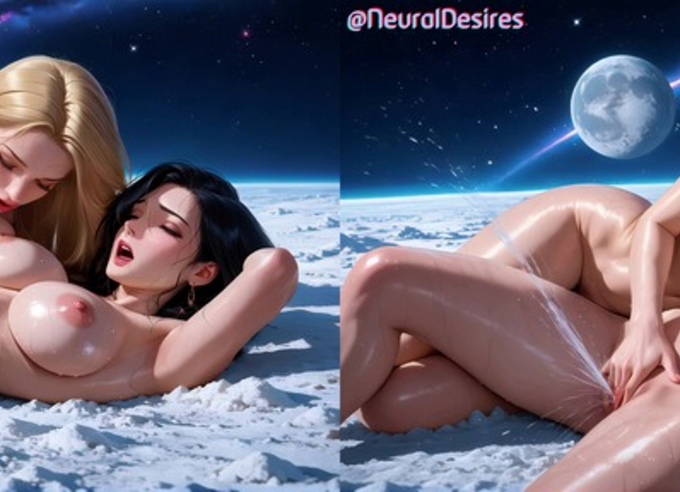 Lesbians On The Moon (Side-By-Side VR) ~ AI-Generated