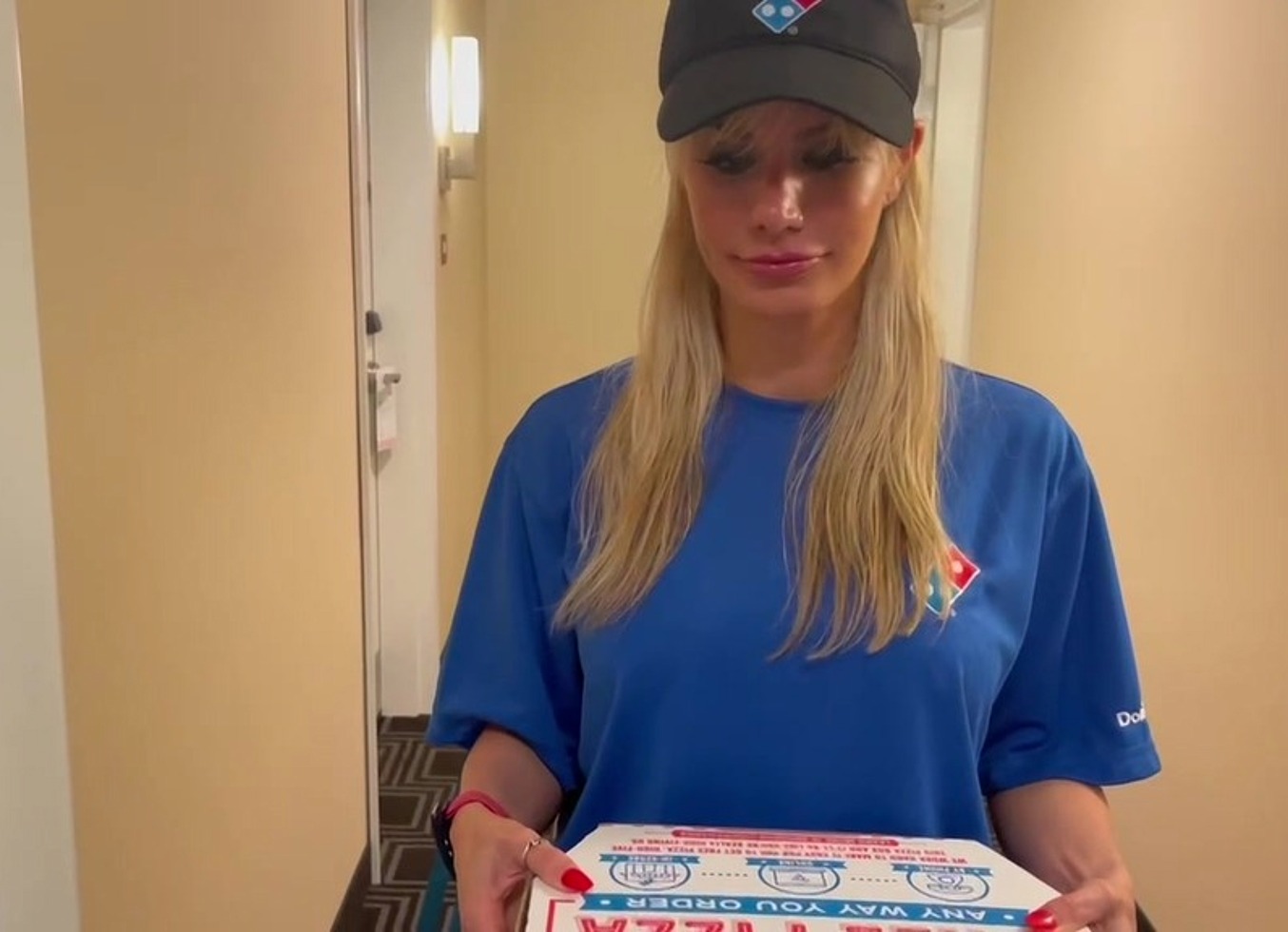 Cassie Bender Delivers Domino's Pizza
