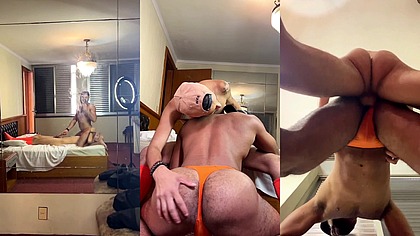 Ele me deu o cuzao usando a calcinha laranja da namorada dele - Edicao com novas cenas - Foda completa