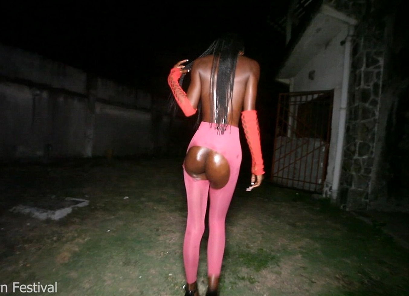 Late Night Walk With Skinny Ebony Beauty