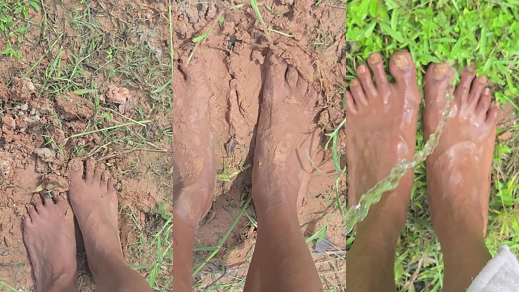 playing barefoot in the mud after a light rain! (Big Stomp Princess) playing barefoot in the mud after a light rain! (Big Stomp Princess)