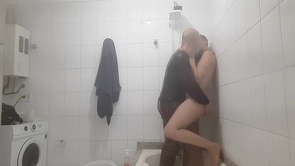 Girlfriend was taking a shower and was surprised and fucked until she had several orgasms in the shower
