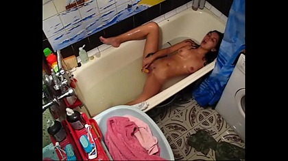 My barely legal Step-sister fucks her little hole. Hidden camera.