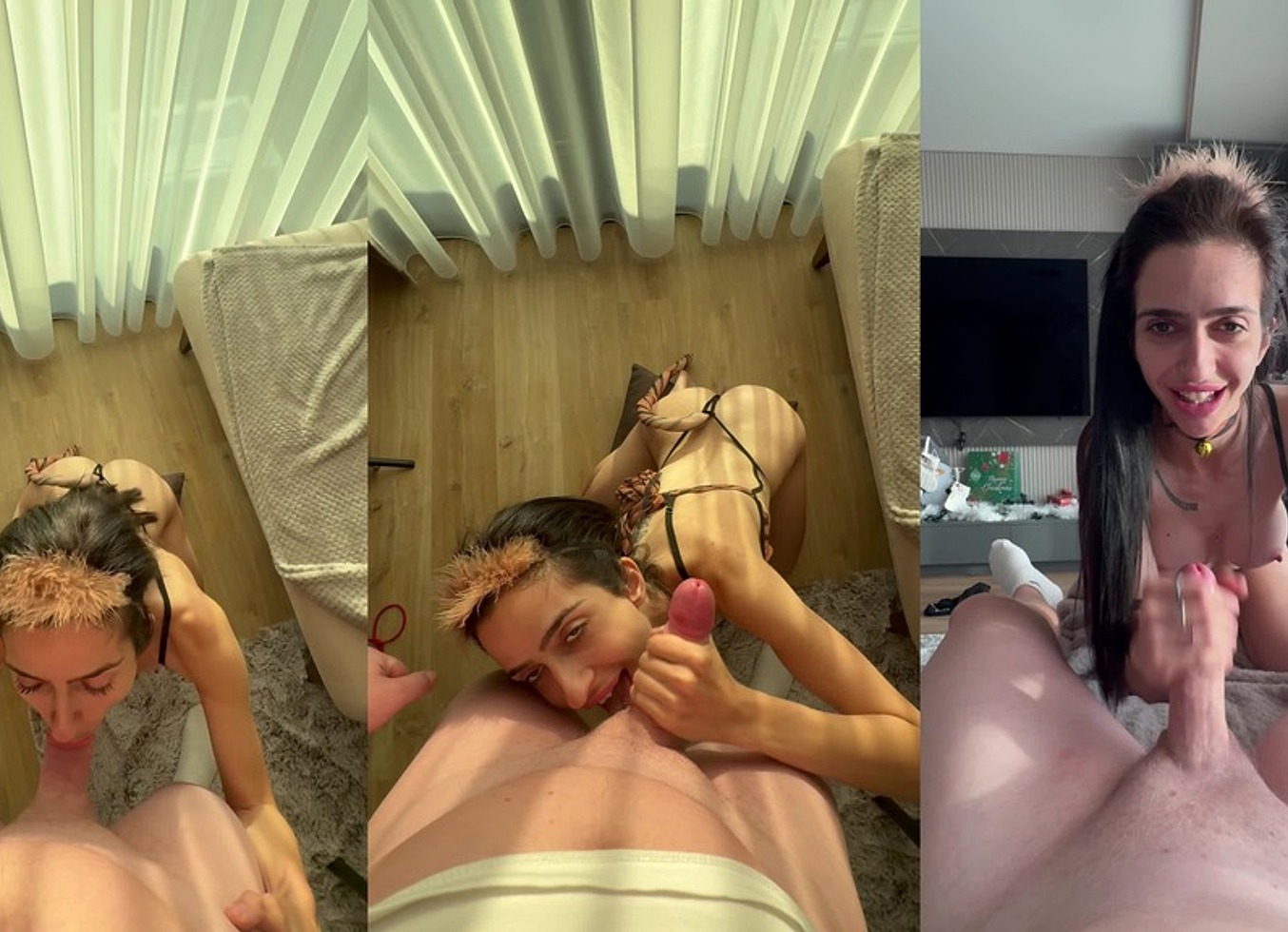 Kittycat Jumping And Sucking Him