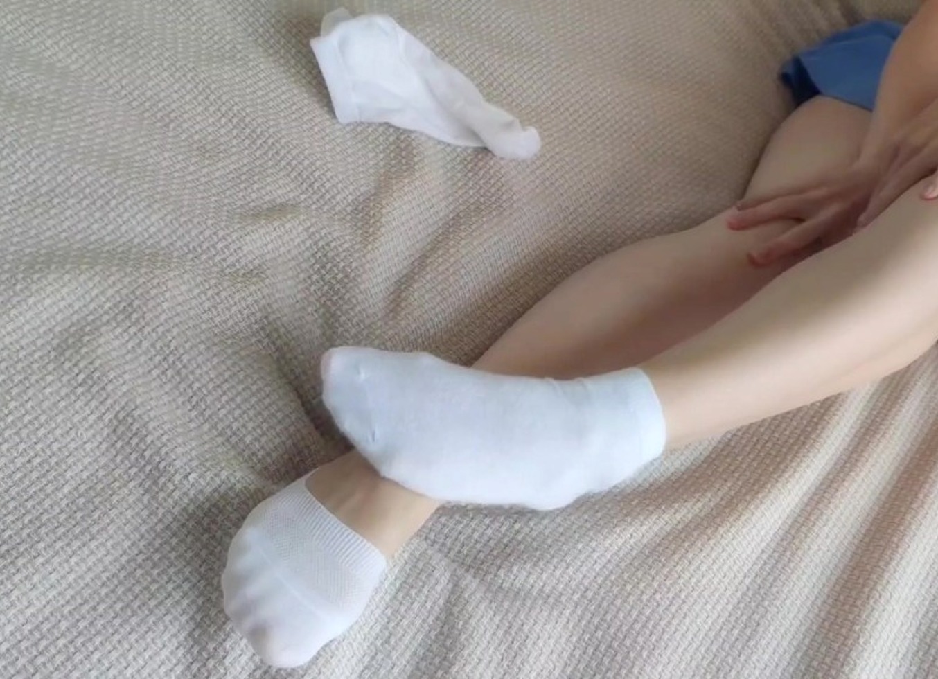 White Mismatched Socks For A Sensual Sockjob