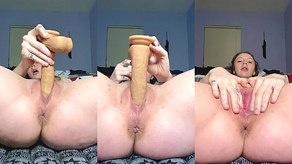 Solo PREGNANT Pussy Dripping Cream - GIANT DILDO STRETCHING