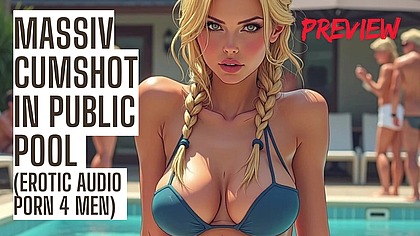 Massive Cumshot in Public Pool - Audio Porn