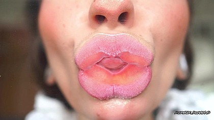 Shiny Metallic Pink kiss and and spit kisses