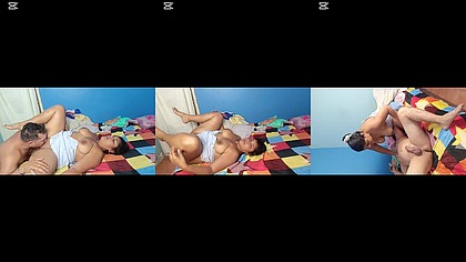 Mi madrastra queda con la boca y cara llena de esperma despues de follar su gordo culo y gran cono