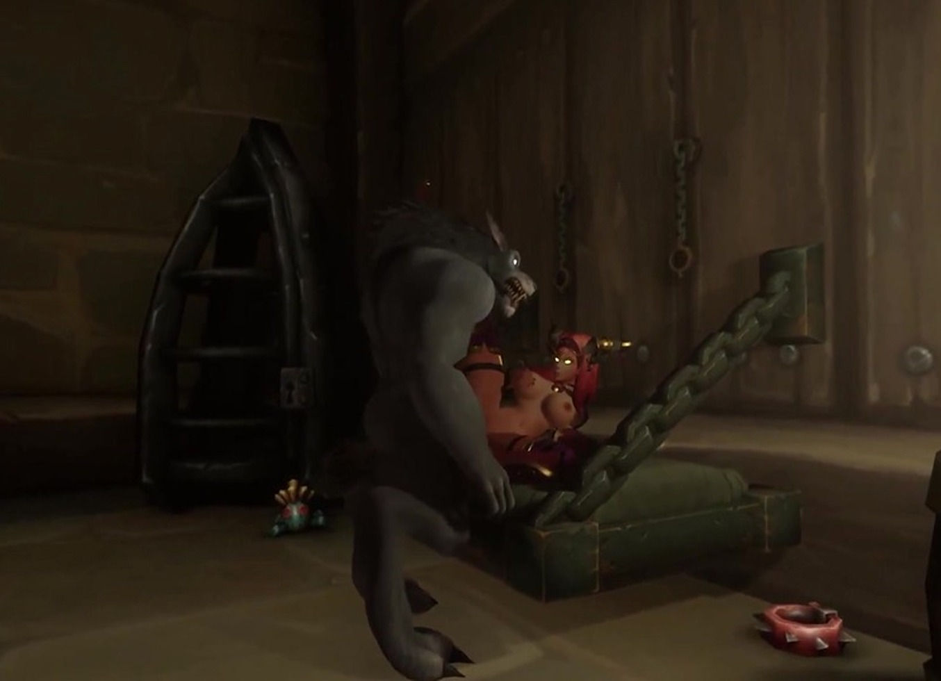 An Elf Redhead in a Werewolf's Cell | Warcraft Hentai Parody