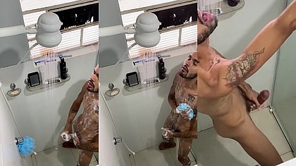 Sleeping male, horny hit, and I went to the bathroom to jerk off