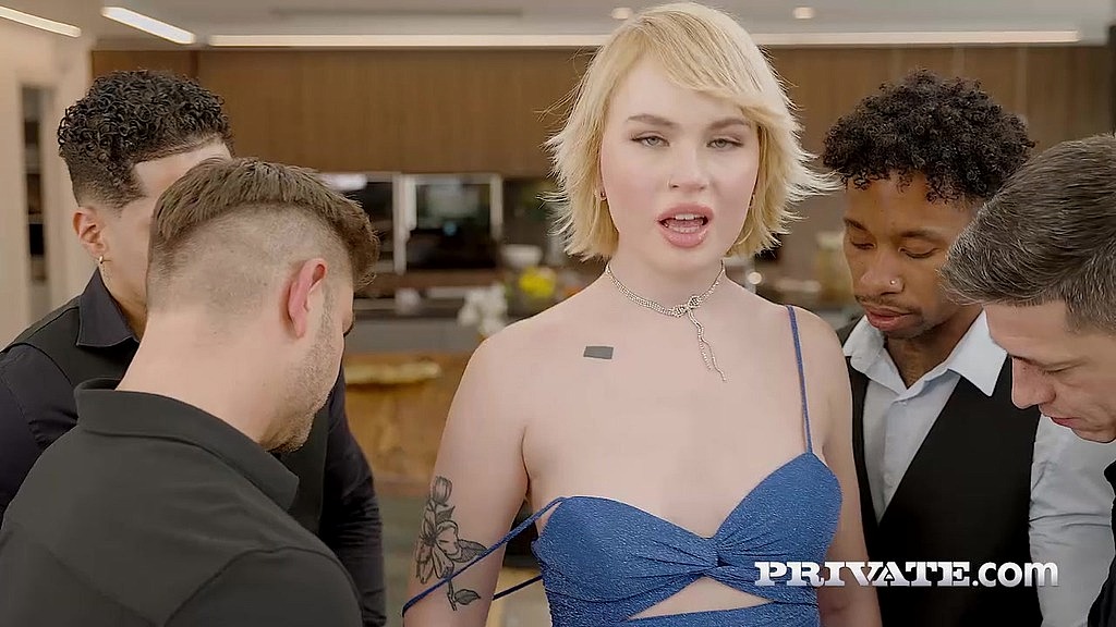 Greta Foss swallows it all up after a gangbang with anal and DP.