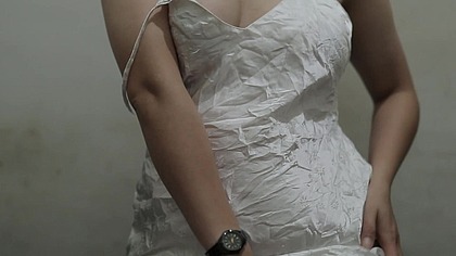 MASTURBASI IN WHITE SATIN LINGERIE