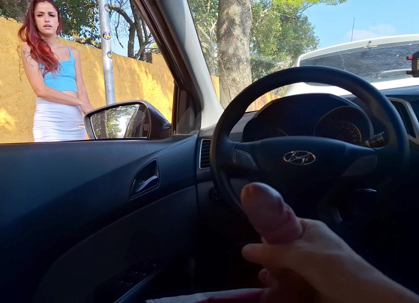 Punheta Arriscada No Carro...Ruiva Safada Me Pegou Me Masturbando E Pediu Carona!