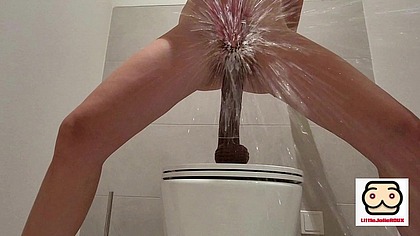 Explosion Squirt on Toilet from Riding huge BBC Cock