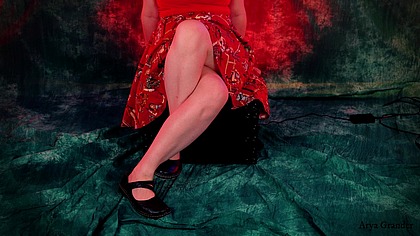 double crossed legs in flat shoes - close up