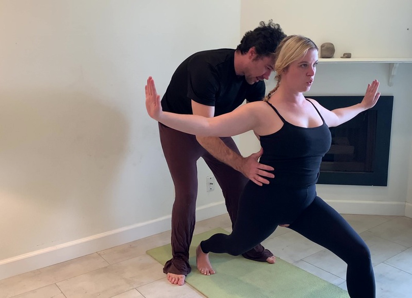 Stepson Helps Stepmom with Yoga and Stretches Her Pussy