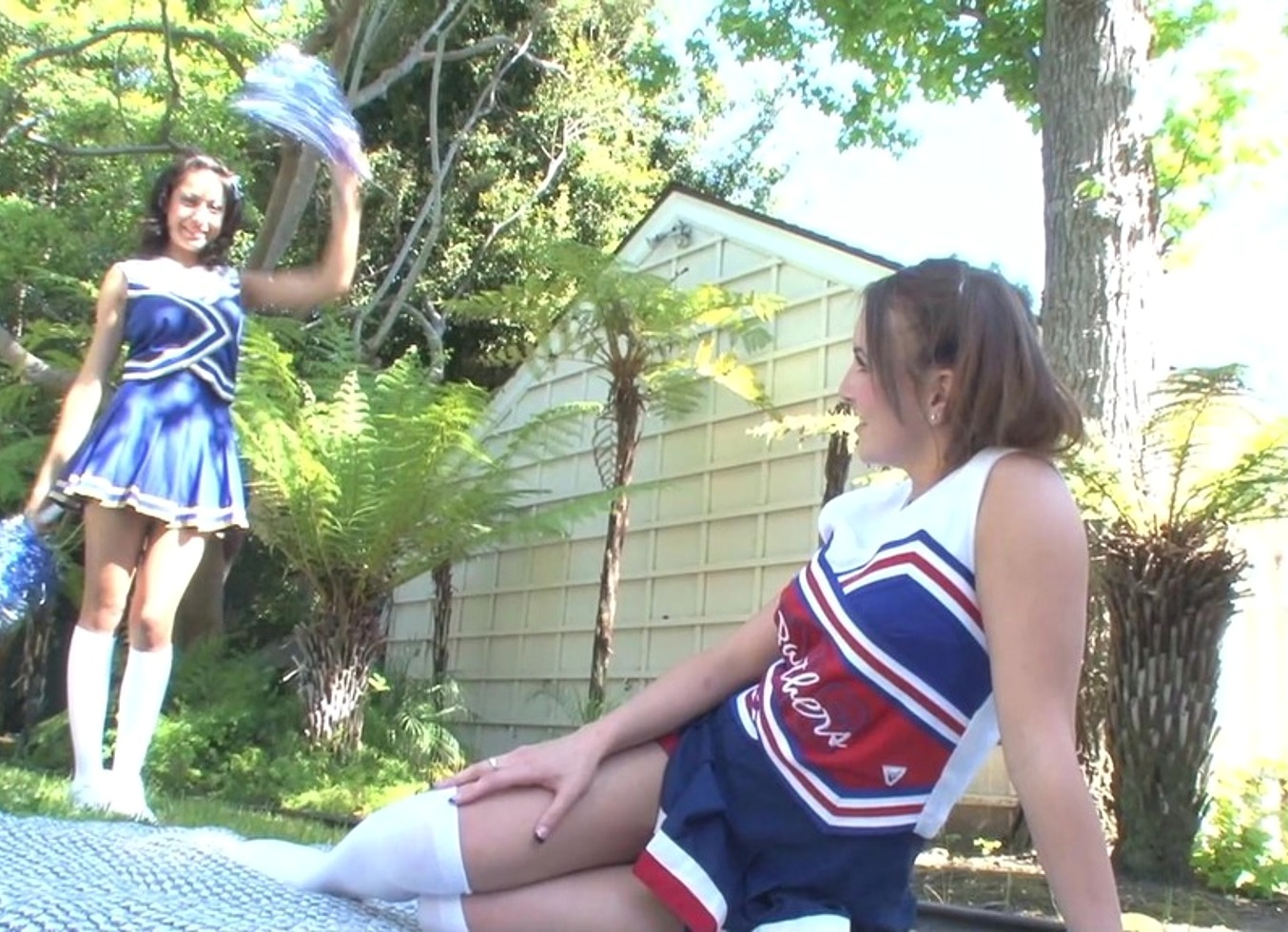 Jenna Rose and Lilly Evans Lick Each Other's Slits After Cheer Practice.