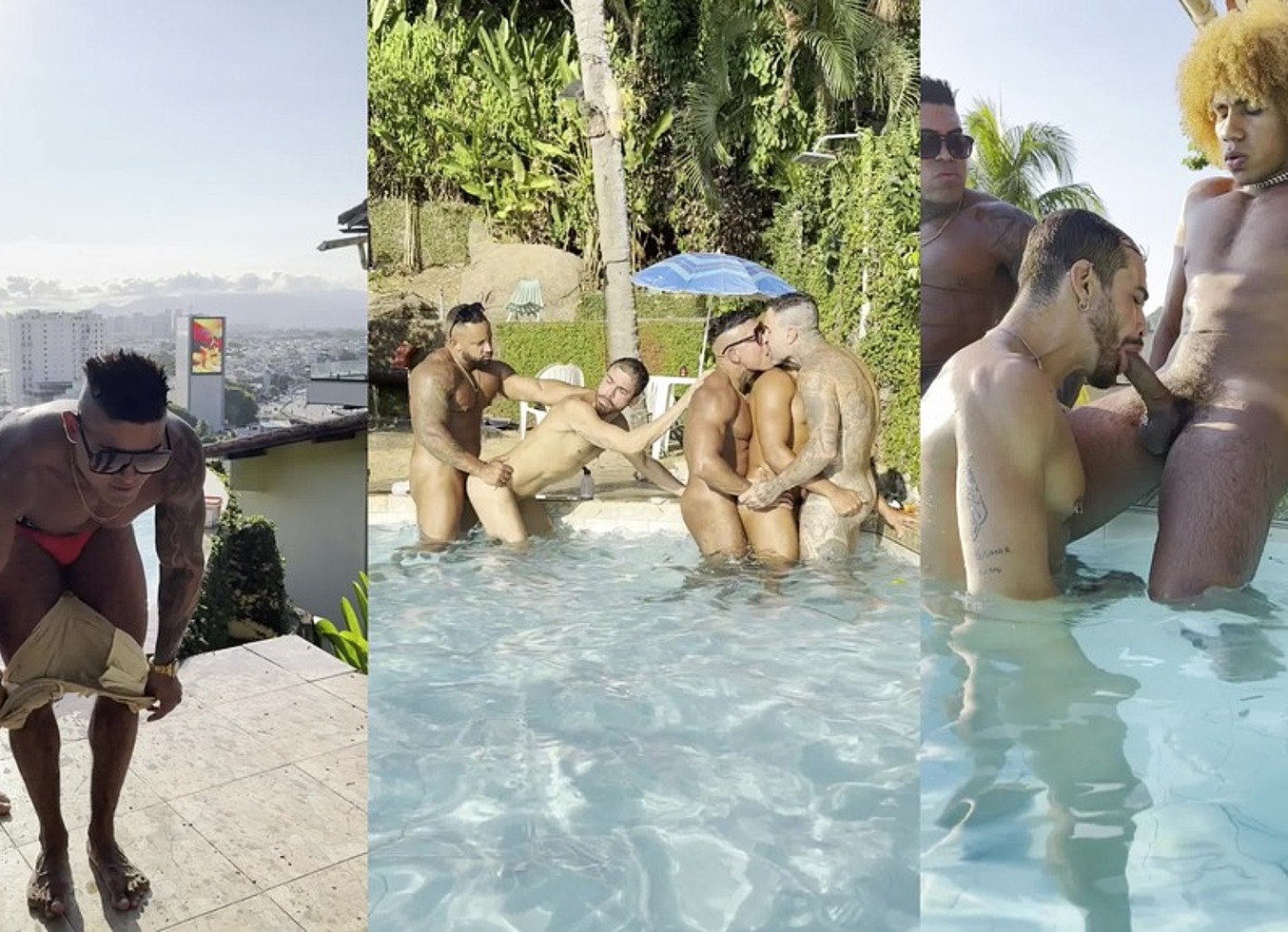 Amigos Fazendo Suruba Na Piscina Em Frente Ao Mar