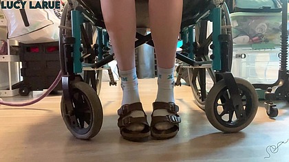 "FootCam Under Her Editing Desk Socks Sandals and Toes"