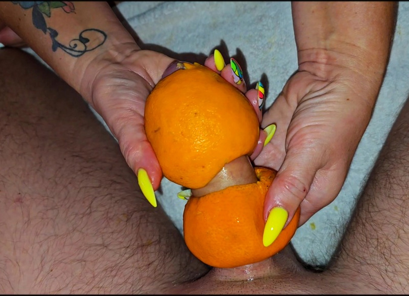 Stepmom Makes Handjobs With Oranges For Stepson