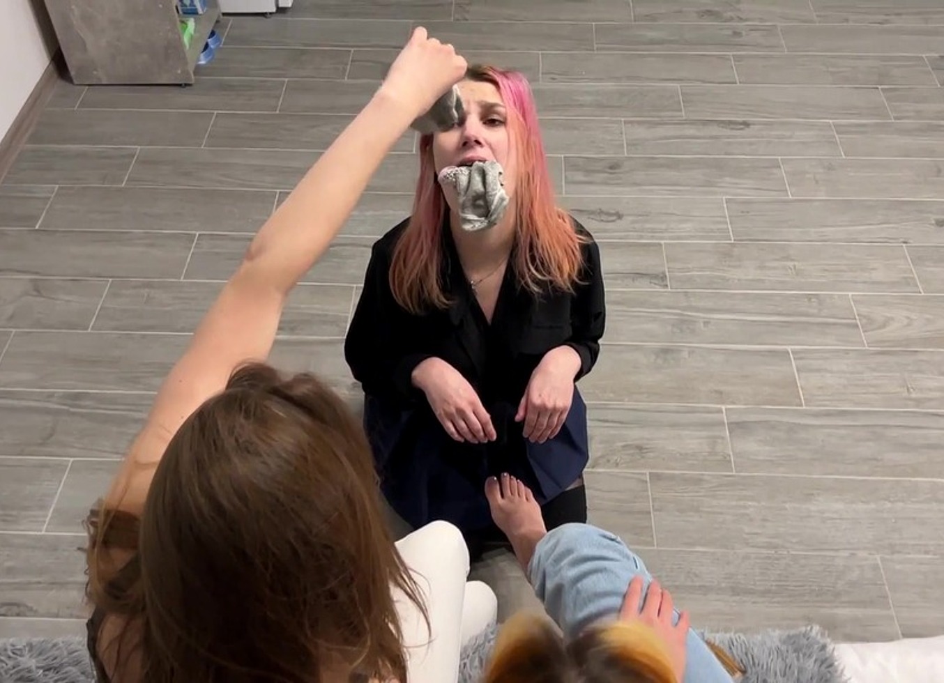 Socks Worship and Pet Play Double Lezdom