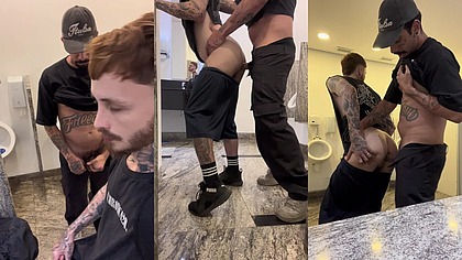 TATTOED GUYS FUCKING RAW IN BATHROOM