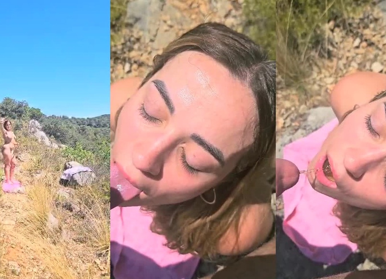 She Drinks My Piss Outdoors On A Hike
