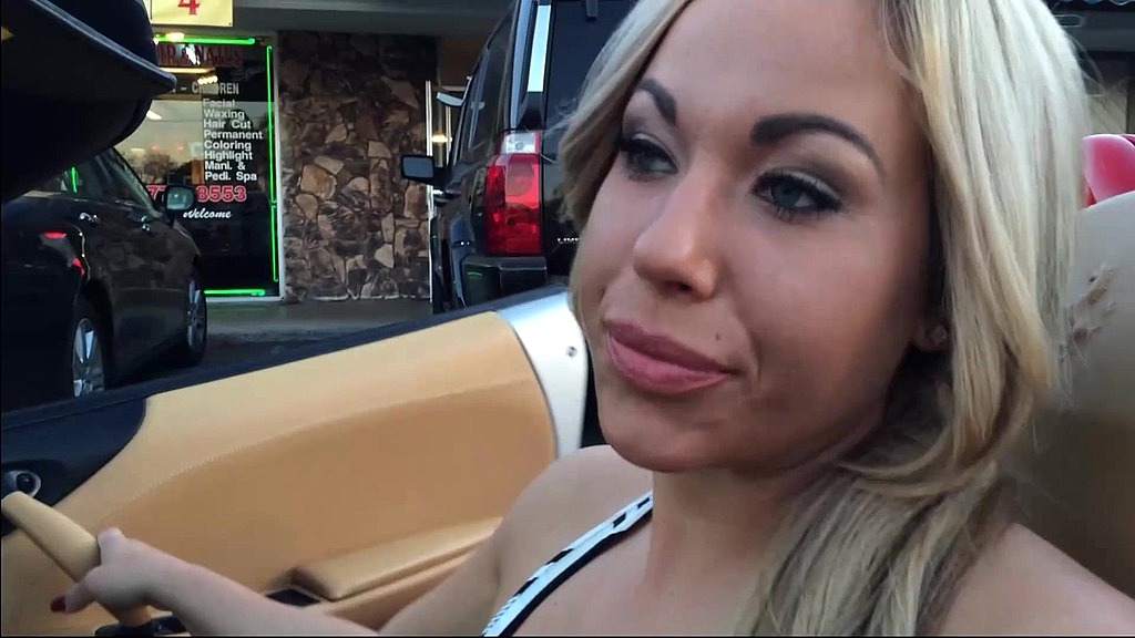 Horny blonde slut with big tits takes a creampie in her smooth pussy