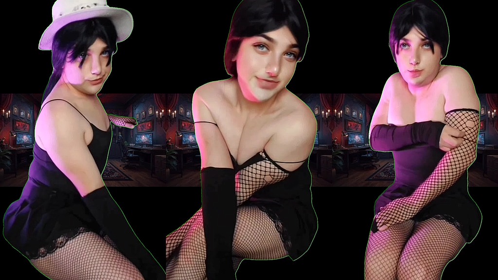 6 bottino in calze a rete personaggio del gioco in stile cyberpunk Kitty Cross (Crossdresser Ketty) 6 booty in fishnets cyberpunk style game character kitty cross (Crossdresser Ketty)