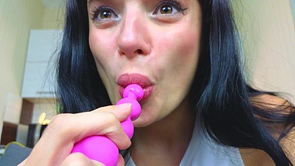 Dirty ATM with Alice anal beads in mouth OMG) PART 1