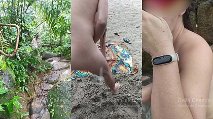 BELLA CASADA DANDO A BUCETINHA E O CUZINHO PRA UM GUIA NA PRAIA EM UM DIA CHUVOSO